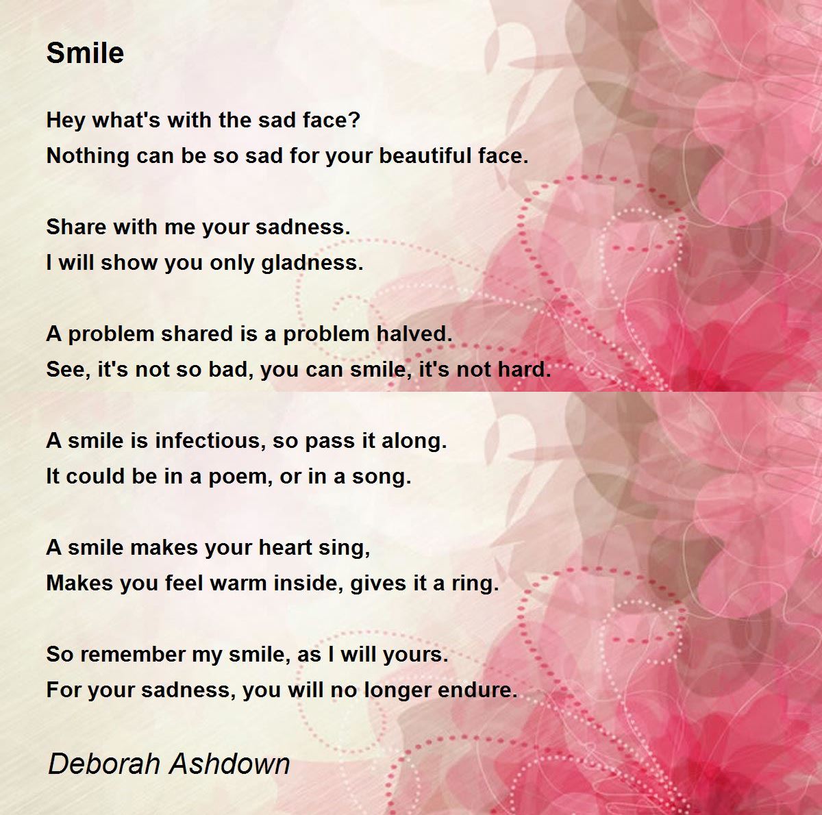 Smile by Deborah Ashdown Smile Poem