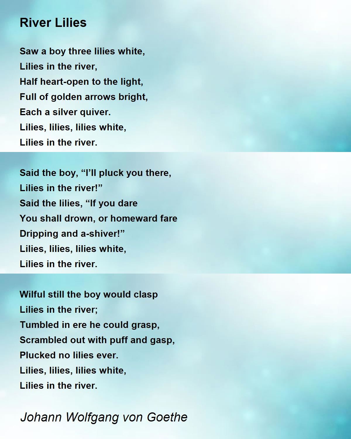 River Lilies River Lilies Poem by Johann Wolfgang von Goethe