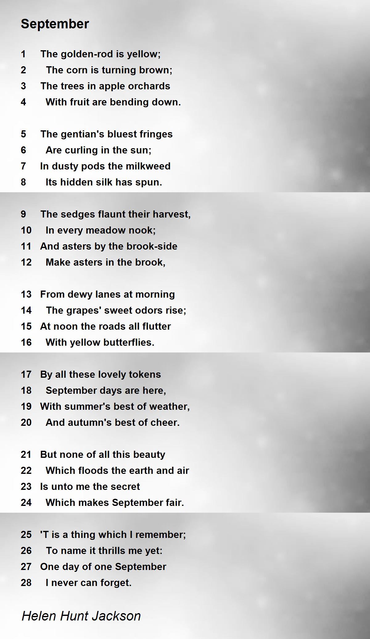 September Poem by Helen Hunt Jackson - Poem Hunter