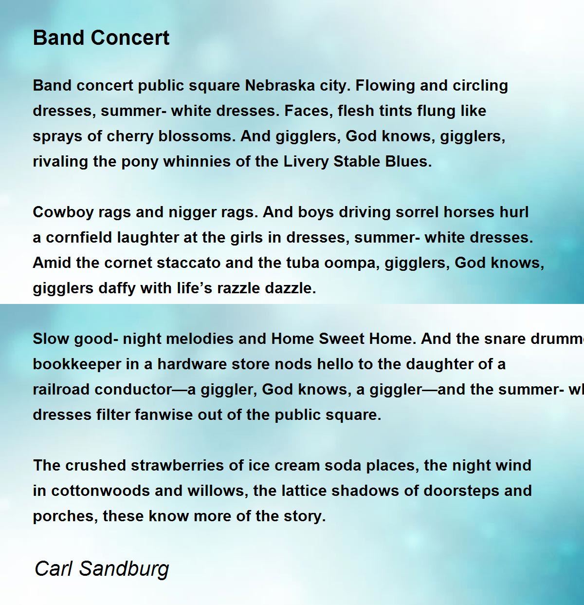 Band Concert Poem by Carl Sandburg - Poem Hunter
