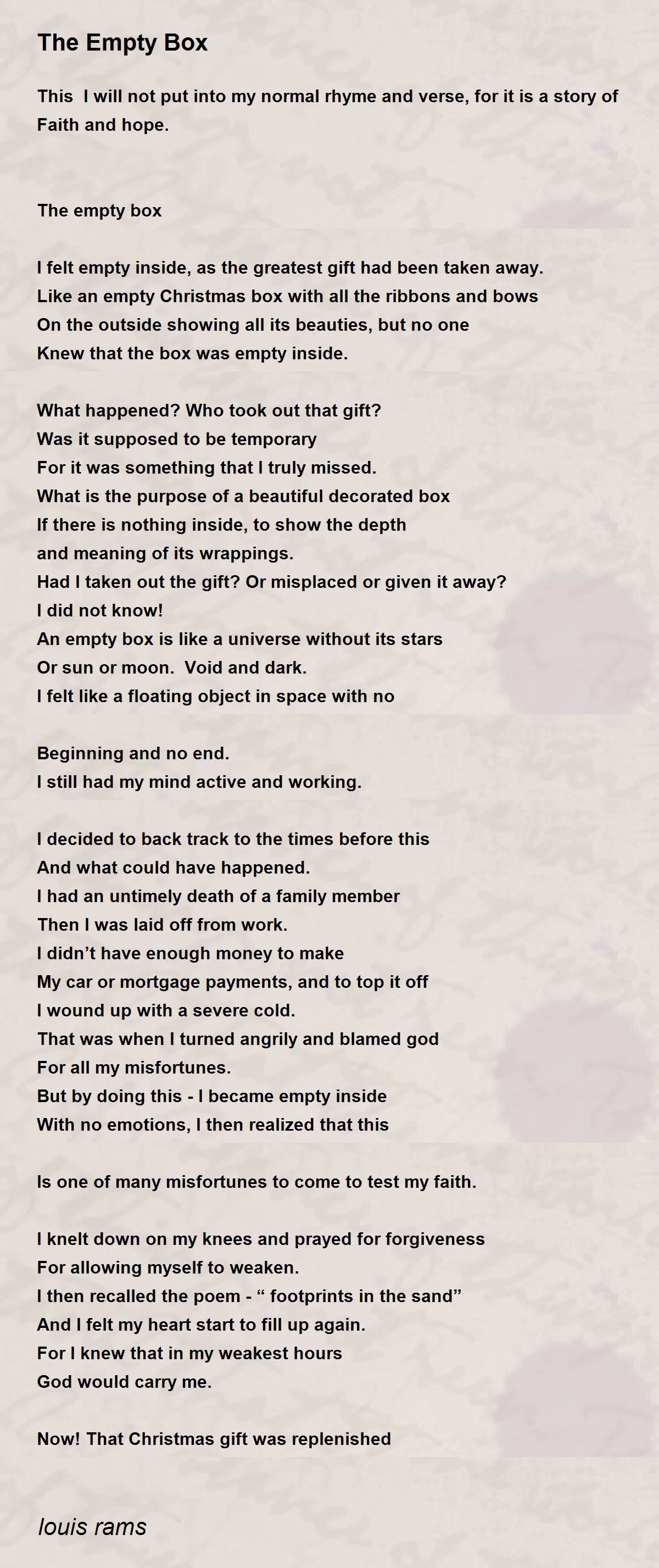 The Empty Box The Empty Box Poem by louis rams