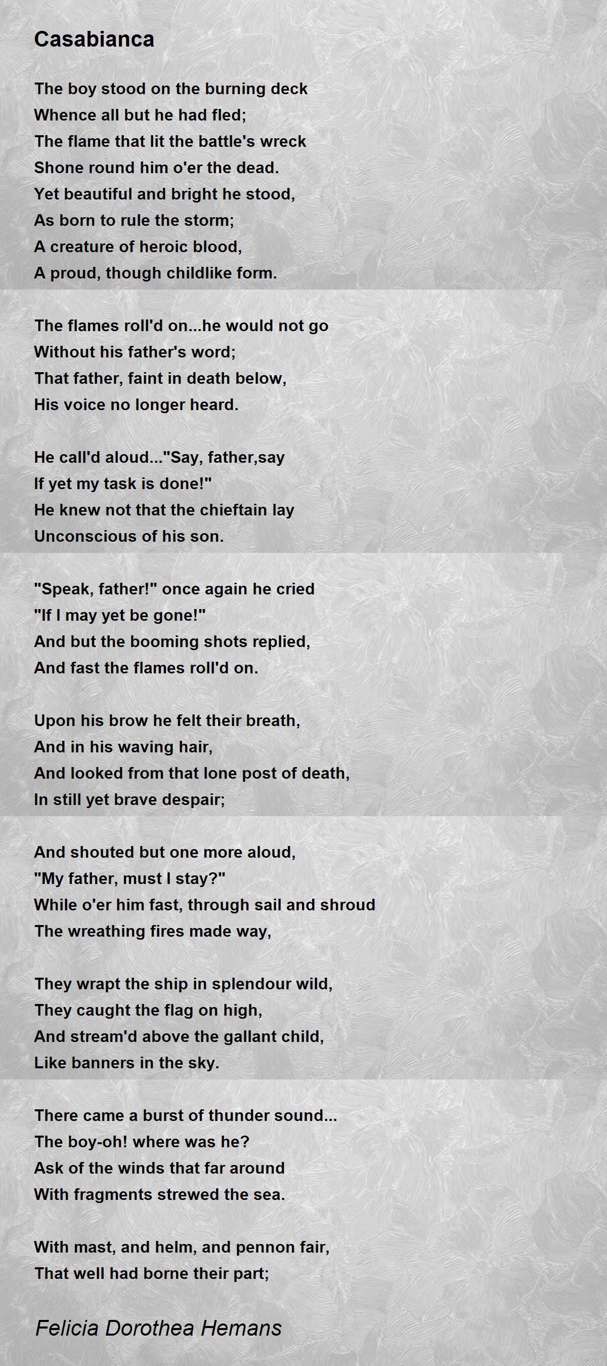 Casabianca Poem by Felicia Dorothea Hemans - Poem Hunter