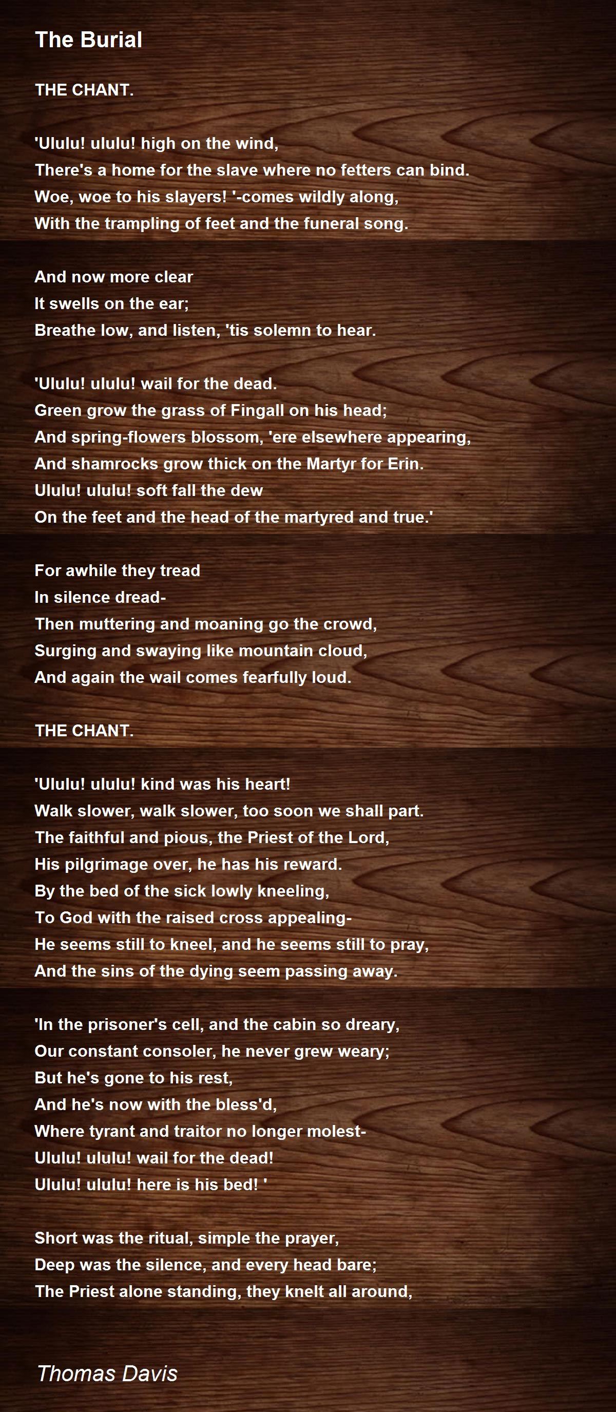 The Burial The Burial Poem by Thomas Davis