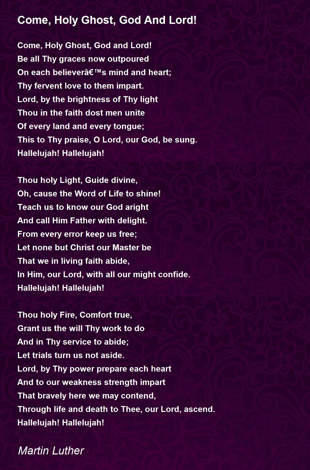 come holy ghost god and lord lyrics