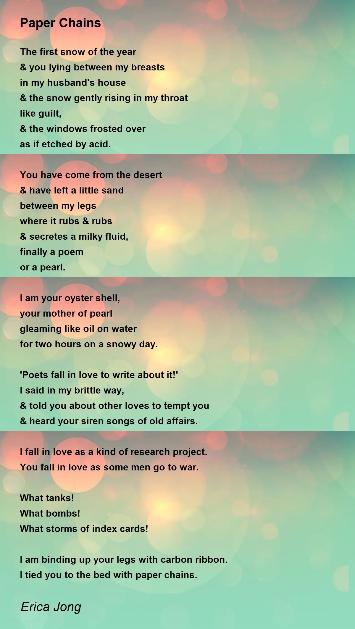 Paper Chains Paper Chains Poem by Erica Jong
