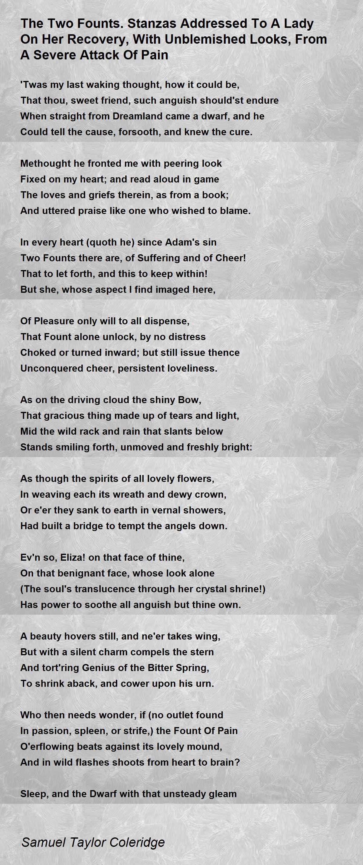 The Two Founts. Stanzas Addressed To A Lady On Her ...