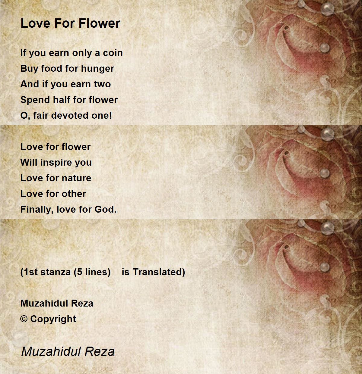 Love For Flower Love For Flower Poem by Muzahidul Reza