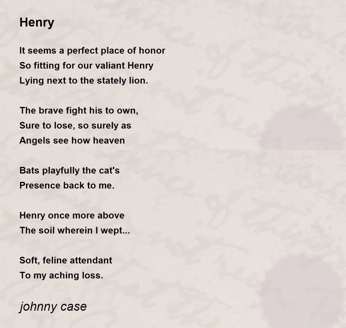Henry Henry Poem by johnny case