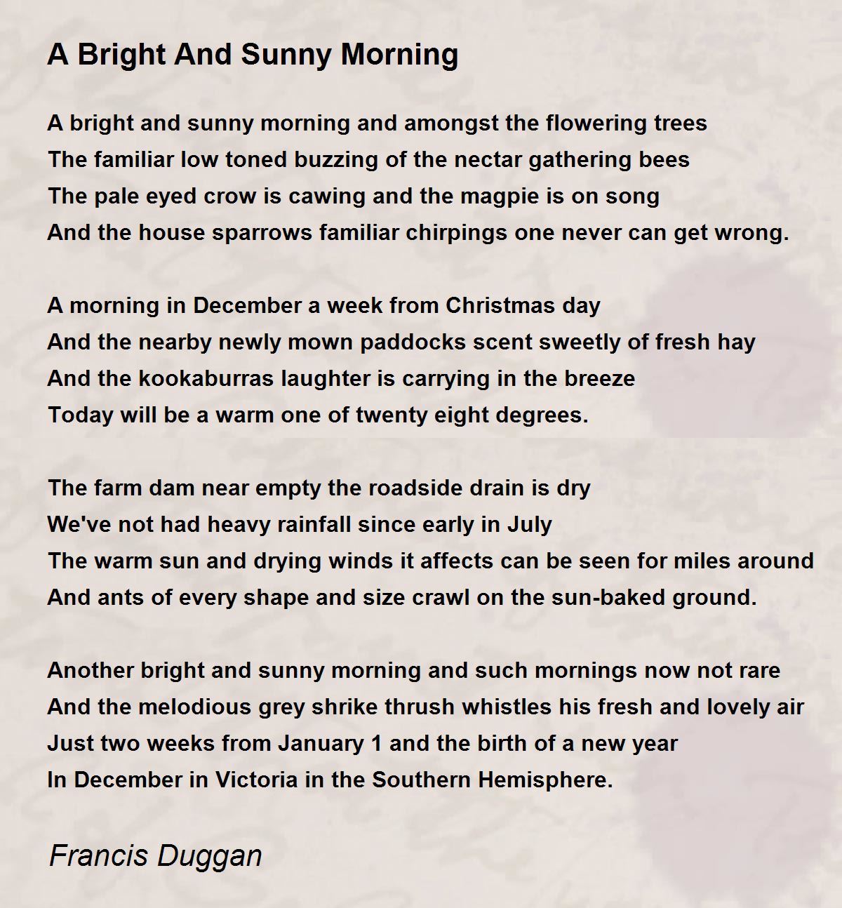 A Bright And Sunny Morning A Bright And Sunny Morning Poem by Francis