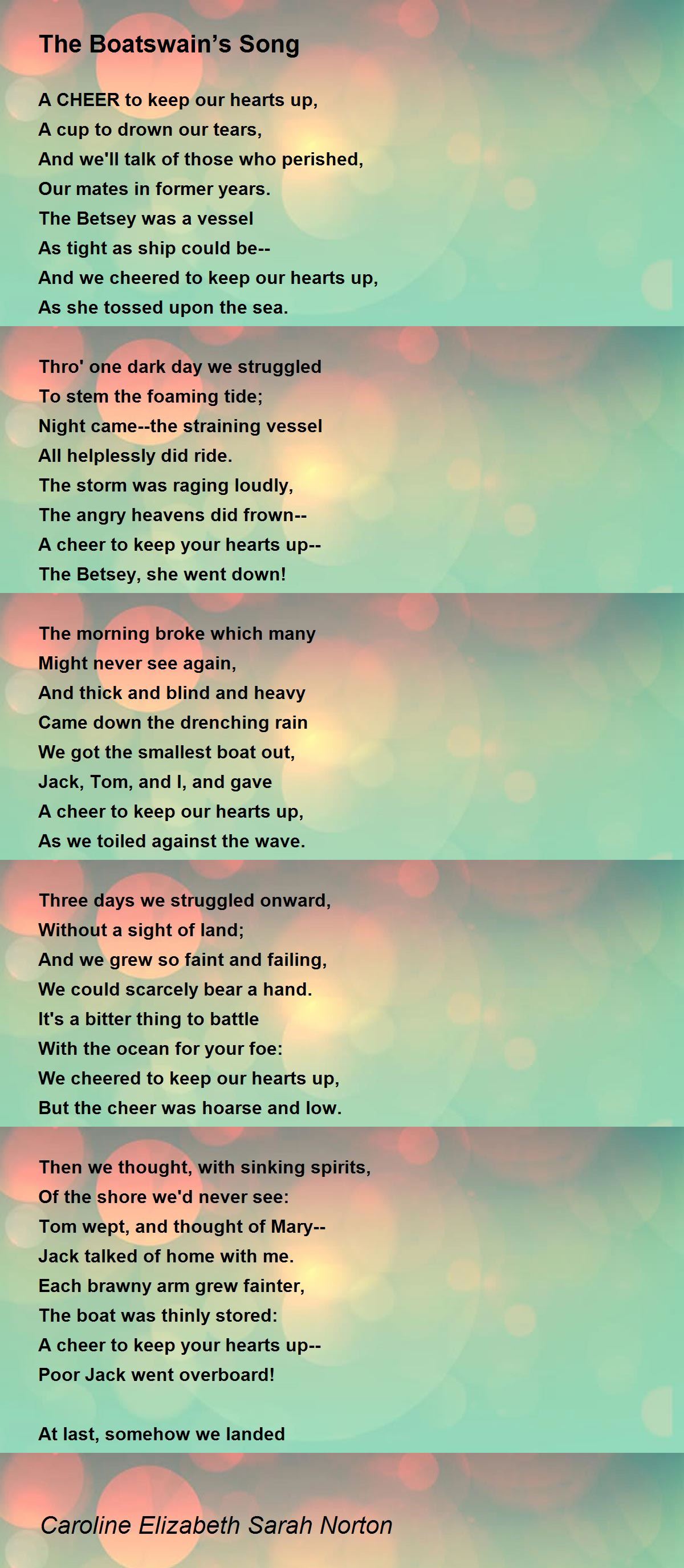 The Boatswain’s Song The Boatswain’s Song Poem by Caroline Elizabeth