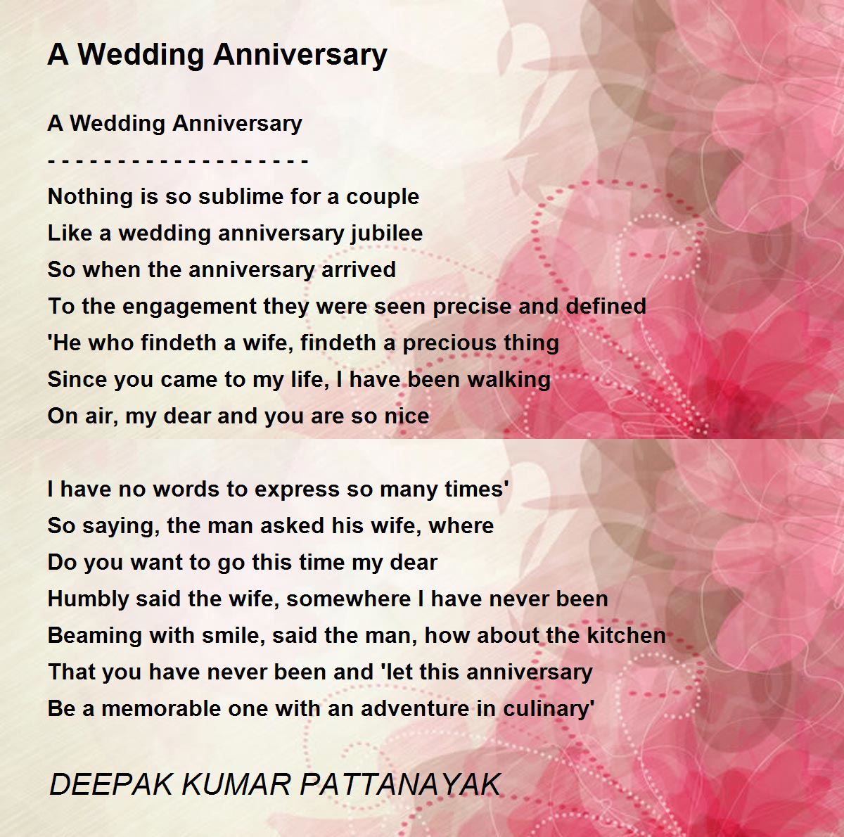 A Wedding Anniversary - A Wedding Anniversary Poem by DEEPAK KUMAR