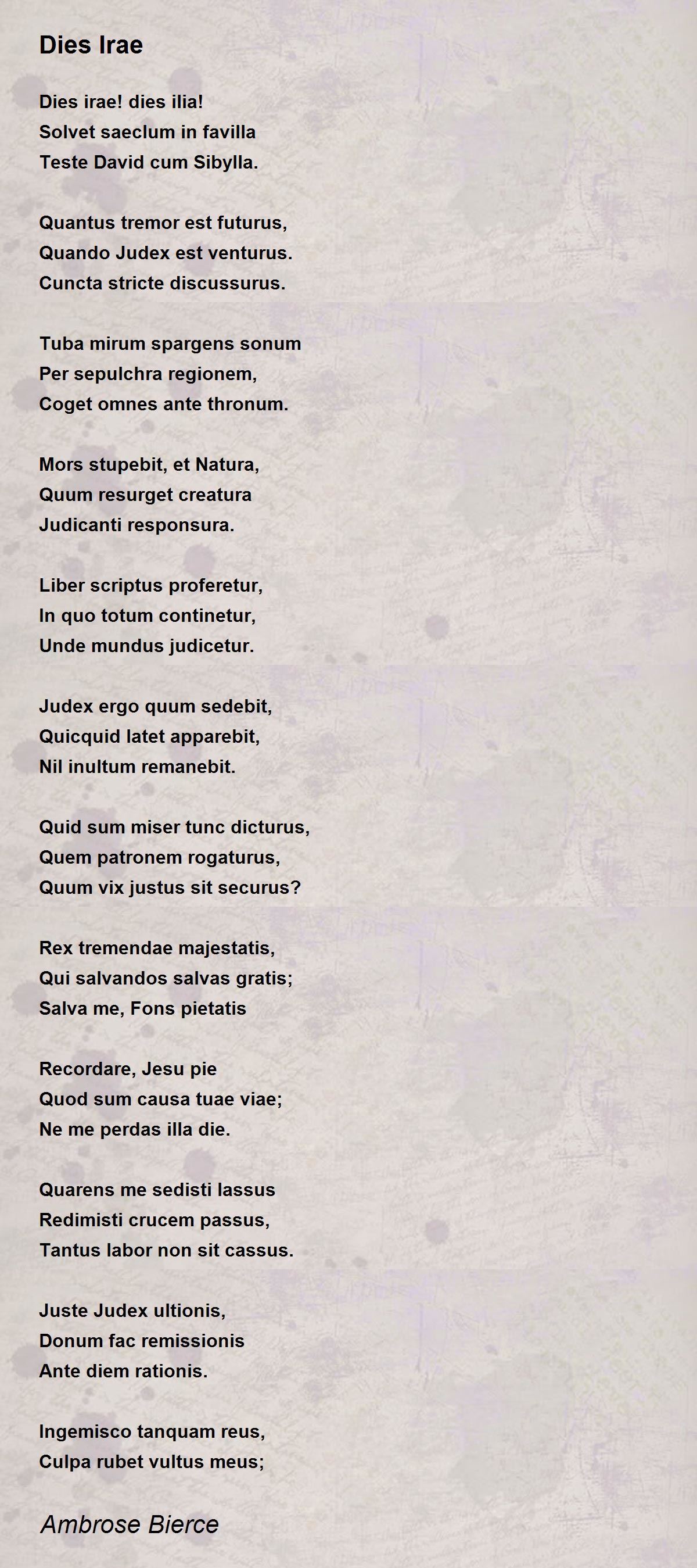 Dies Irae by Ambrose Bierce Dies Irae Poem