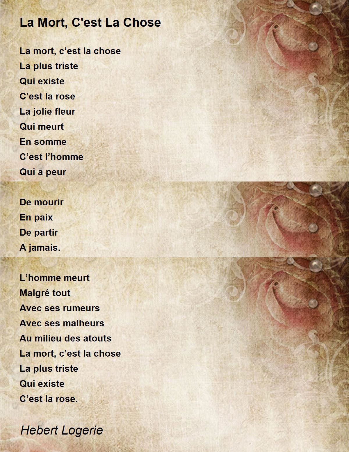 La Mort C Est La Chose La Mort C Est La Chose Poem By Hebert Logerie La Mort C Est La Chose La Mort C Est La Chose Poem By Hebert Logerie