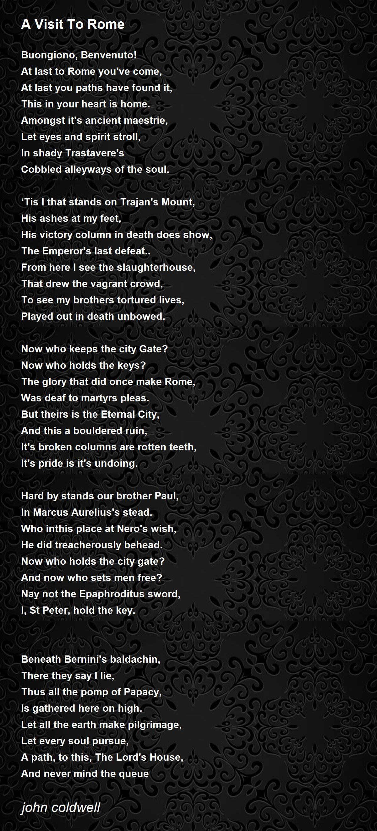 A Visit To Rome A Visit To Rome Poem by john coldwell