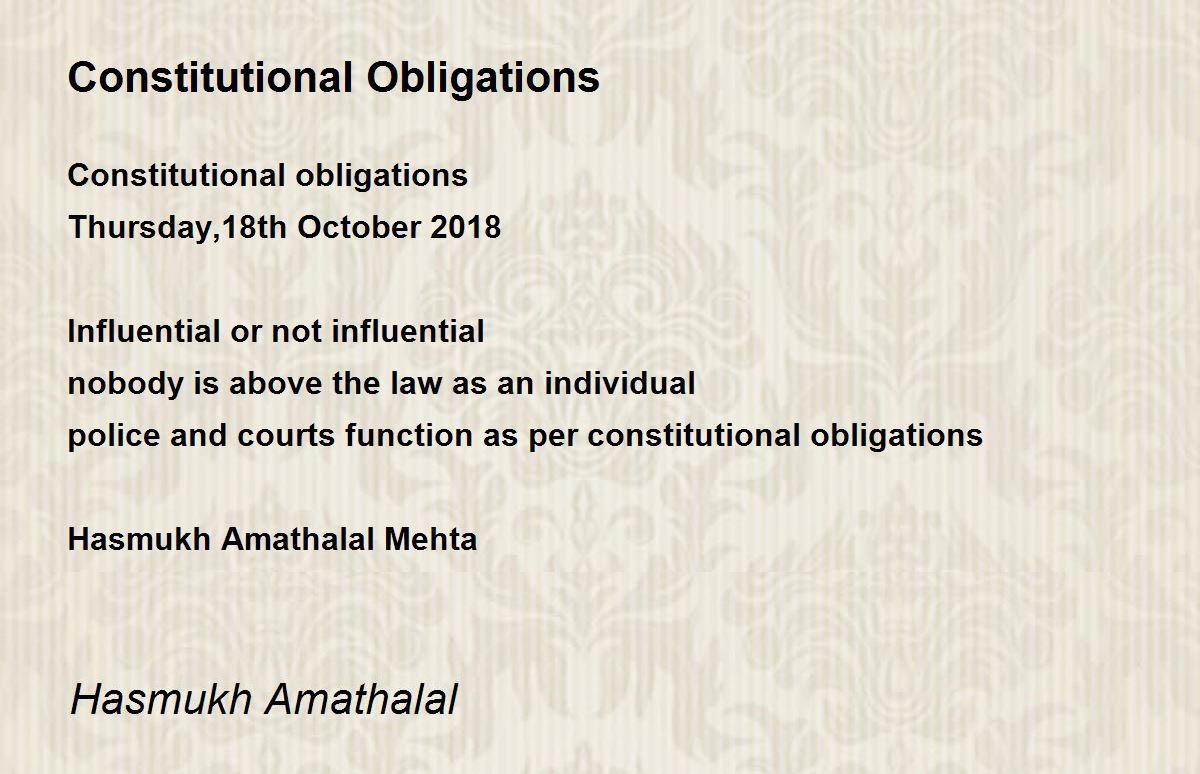 Constitutional Obligations by Mehta Hasmukh Amathalal Constitutional
