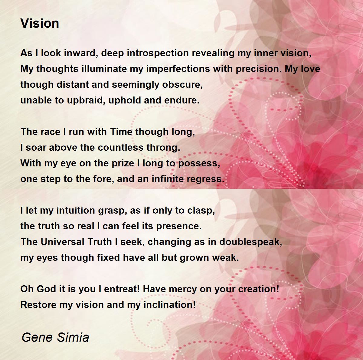 Vision Vision Poem by Gene Simia