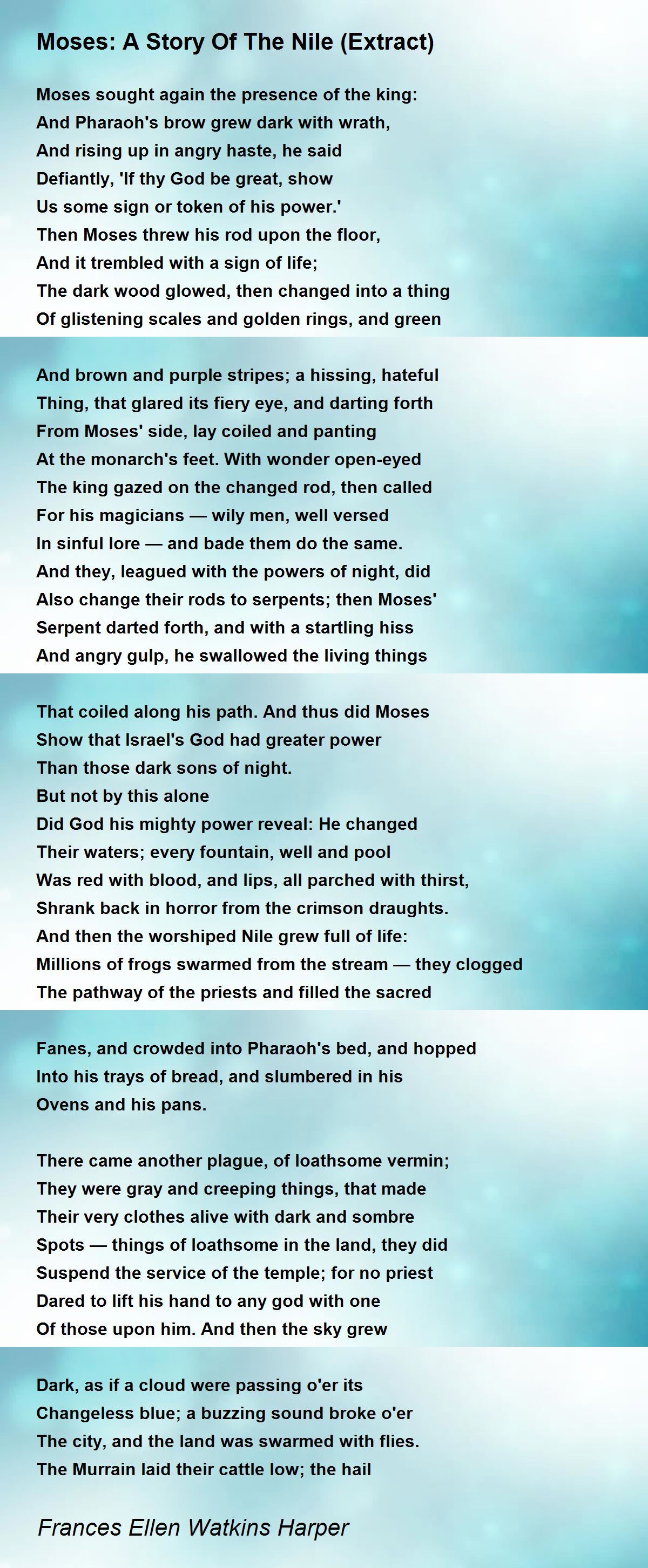 Moses: A Story Of The Nile (Extract) Poem by Frances Ellen Watkins
