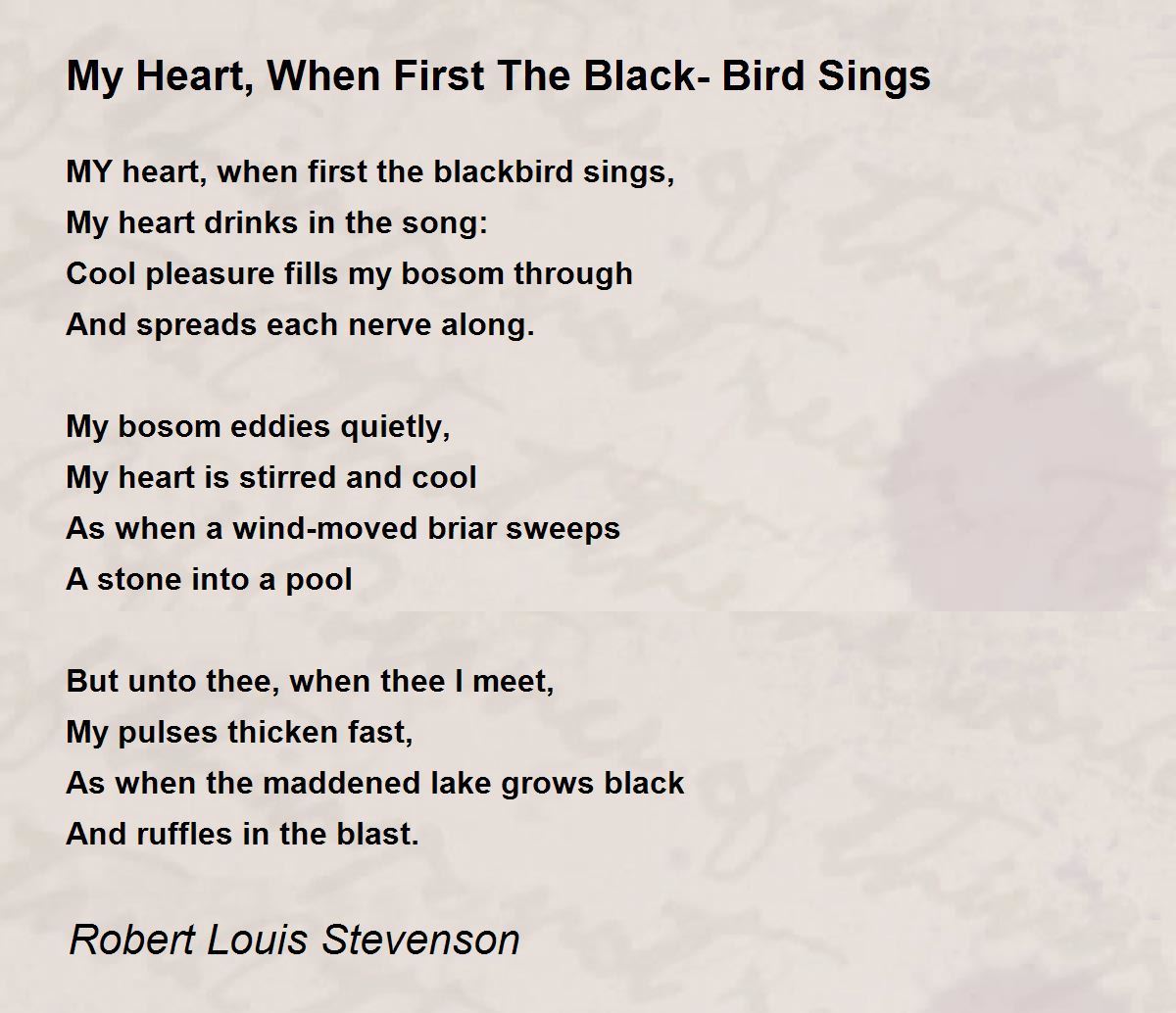 My Heart, When First The Black-Bird Sings Poem by Robert 