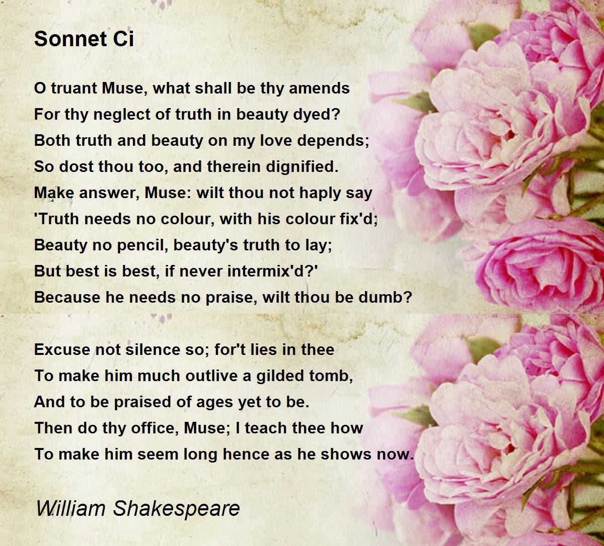 Sonnet Ci Poem by William Shakespeare - Poem Hunter