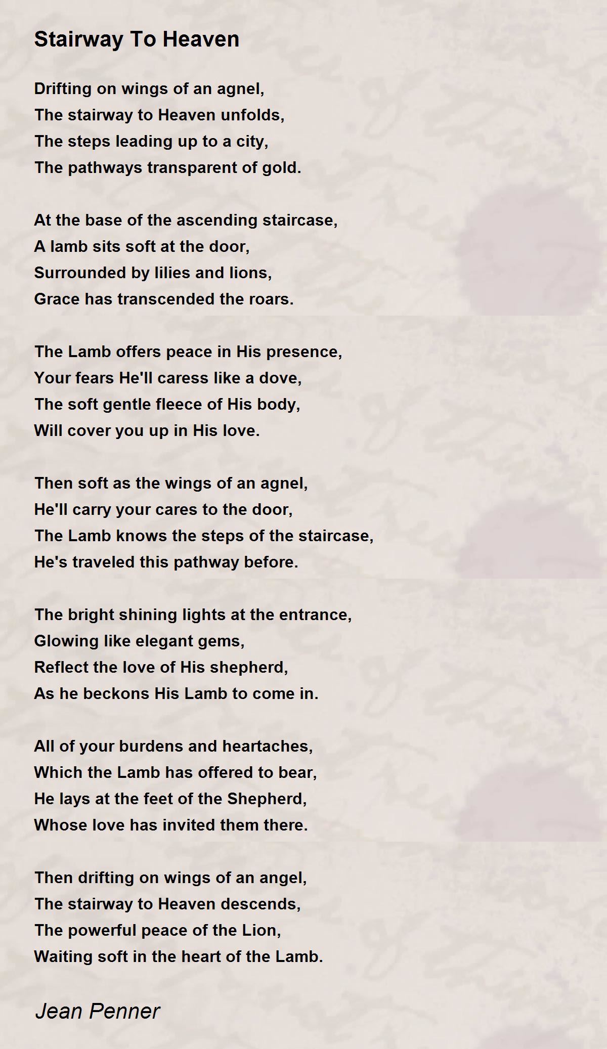 Stairway To Heaven Stairway To Heaven Poem by Jean Penner