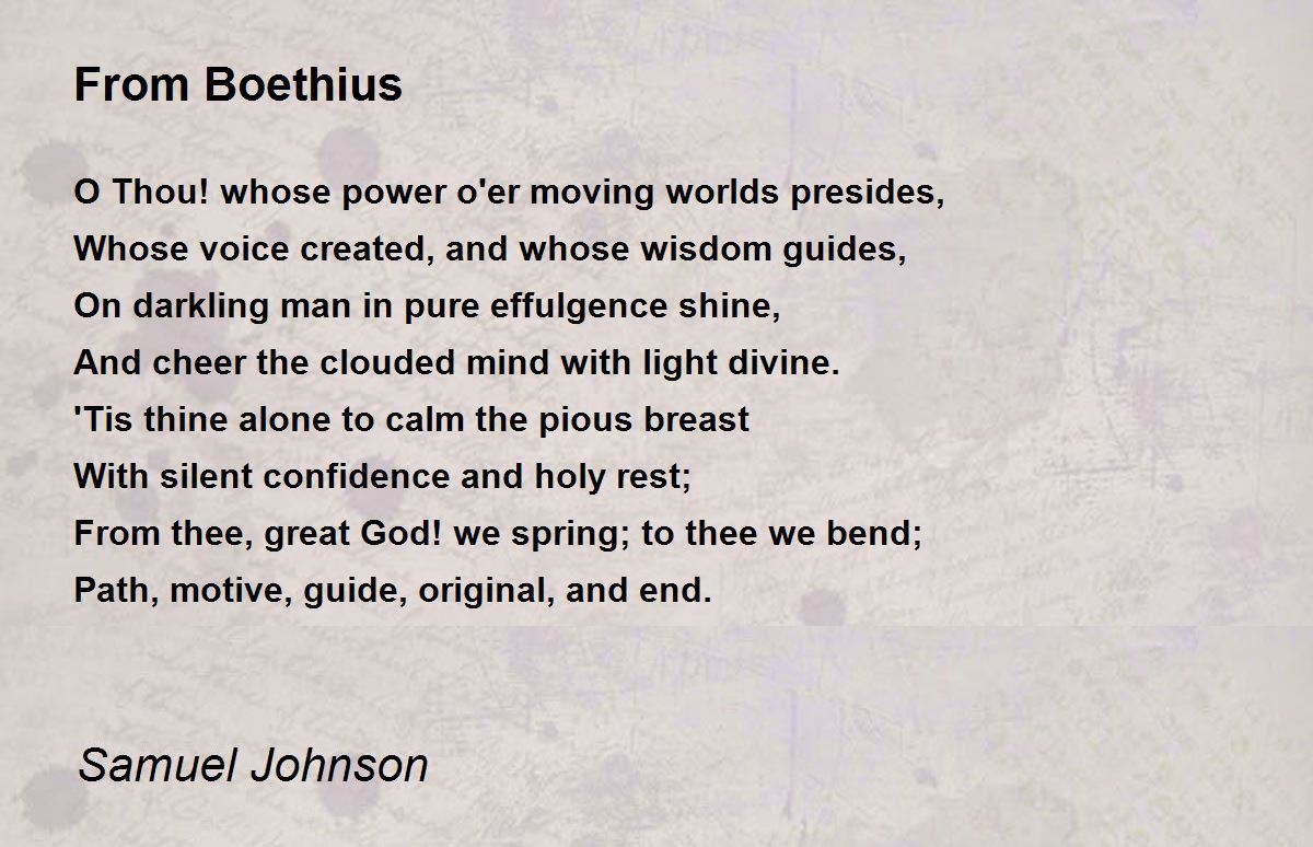 From Boethius by Samuel Johnson - From Boethius Poem
