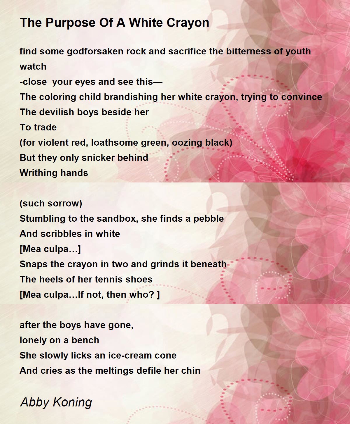 The Purpose Of A White Crayon The Purpose Of A White Crayon Poem by