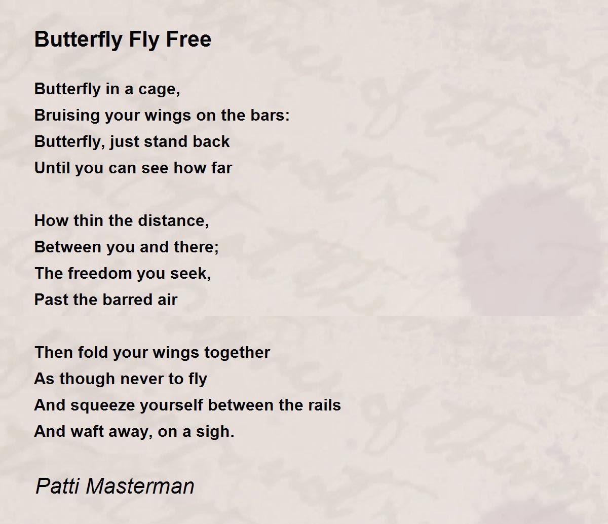Butterfly Fly Free Butterfly Fly Free Poem by Patti Masterman