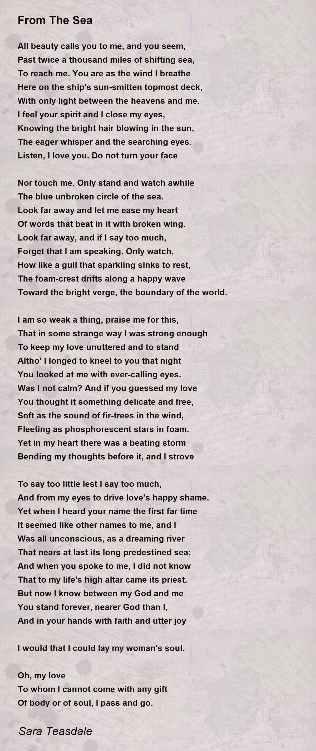 From The Sea Poem by Sara Teasdale - Poem Hunter