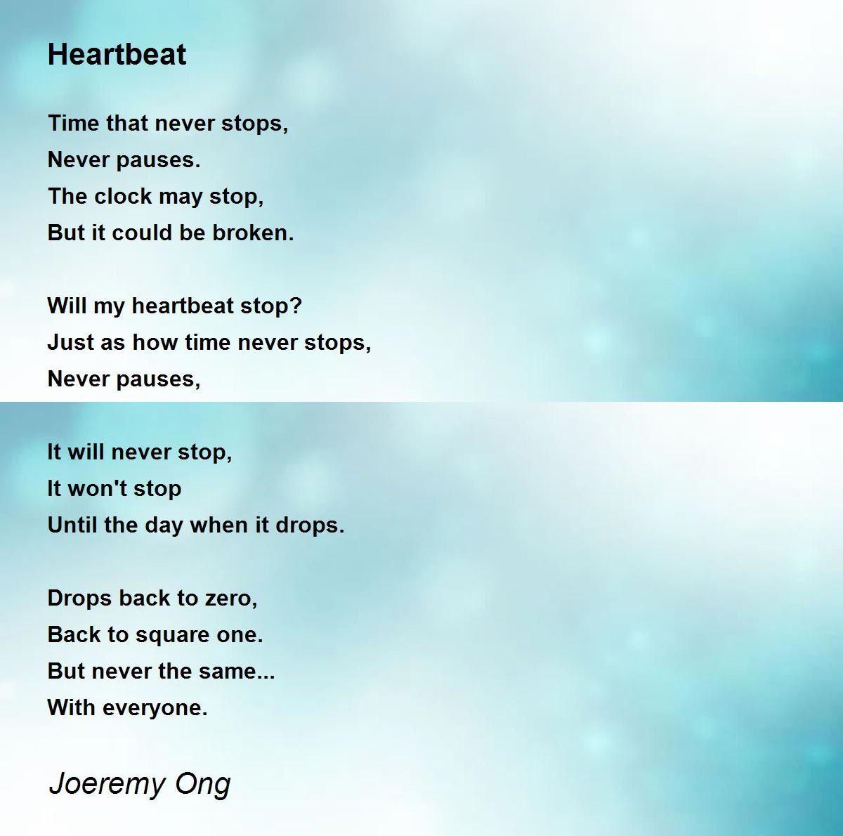 Heartbeat by Joeremy Ong Heartbeat Poem