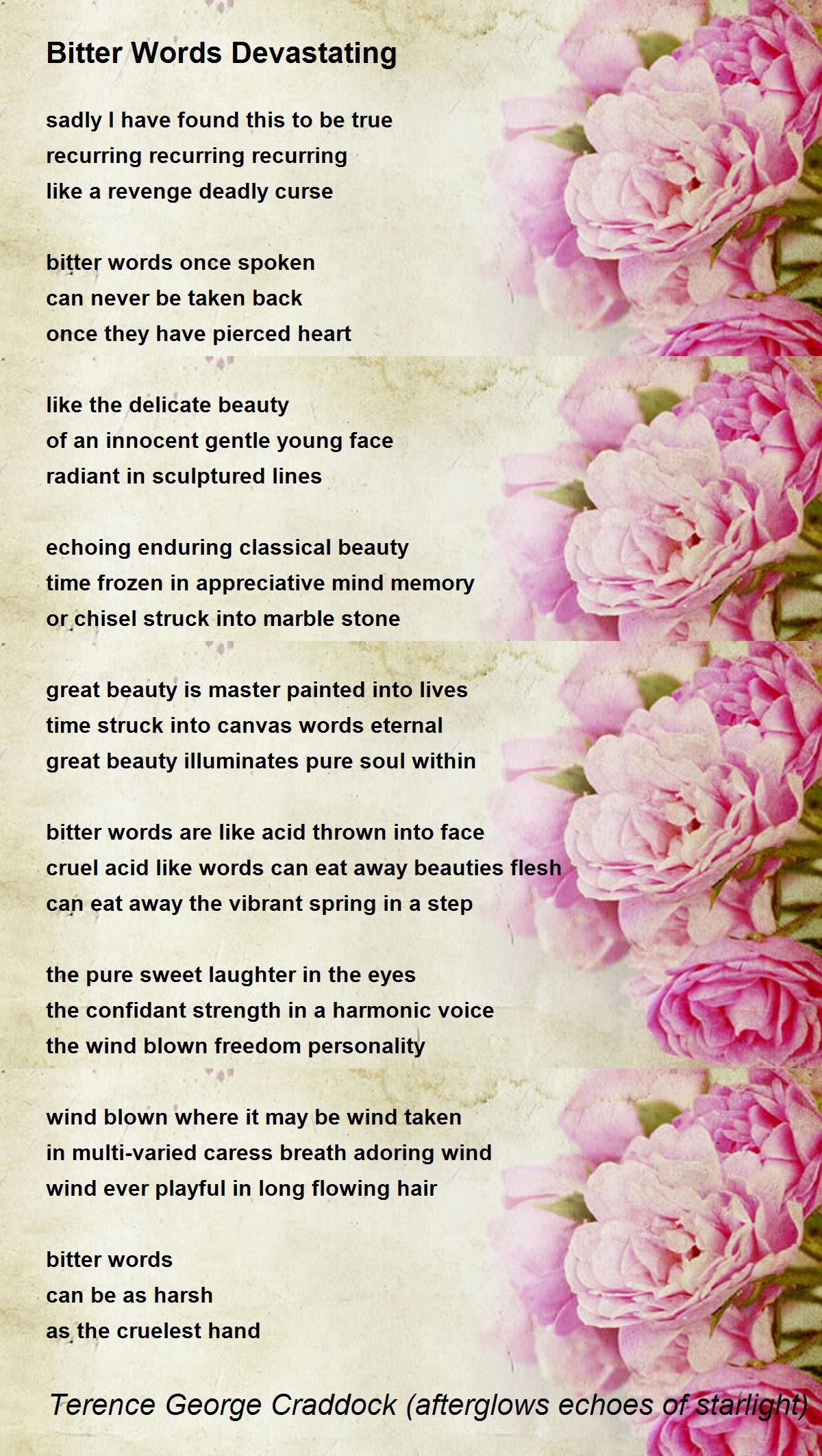 Bitter Words Devastating Bitter Words Devastating Poem by Terence