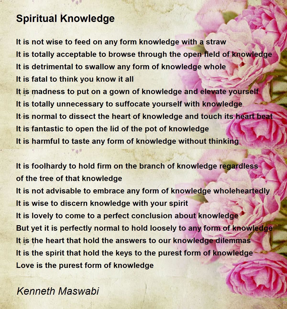 Spiritual Knowledge Spiritual Knowledge Poem by Maswabi