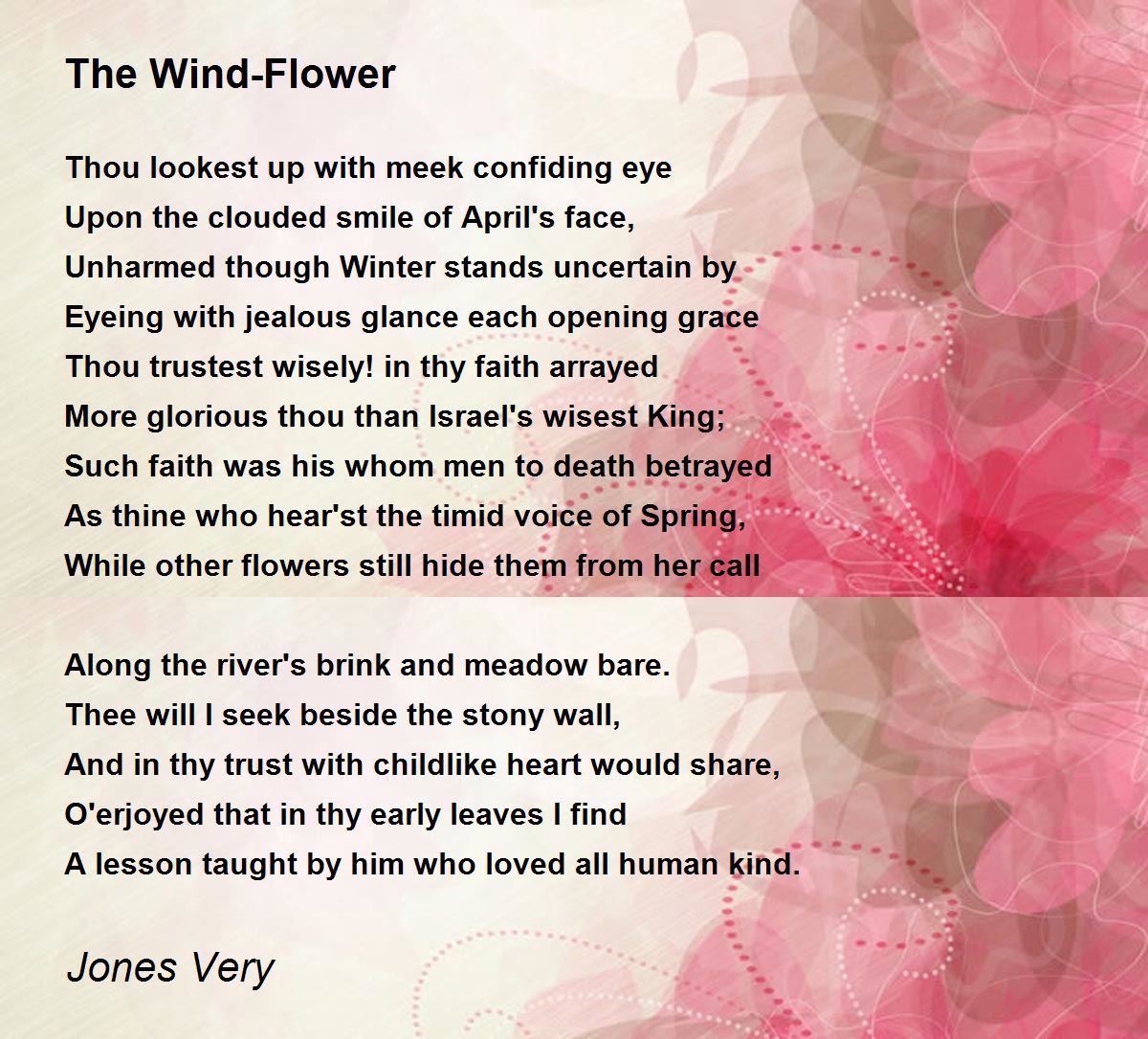 The WindFlower The WindFlower Poem by Jones Very