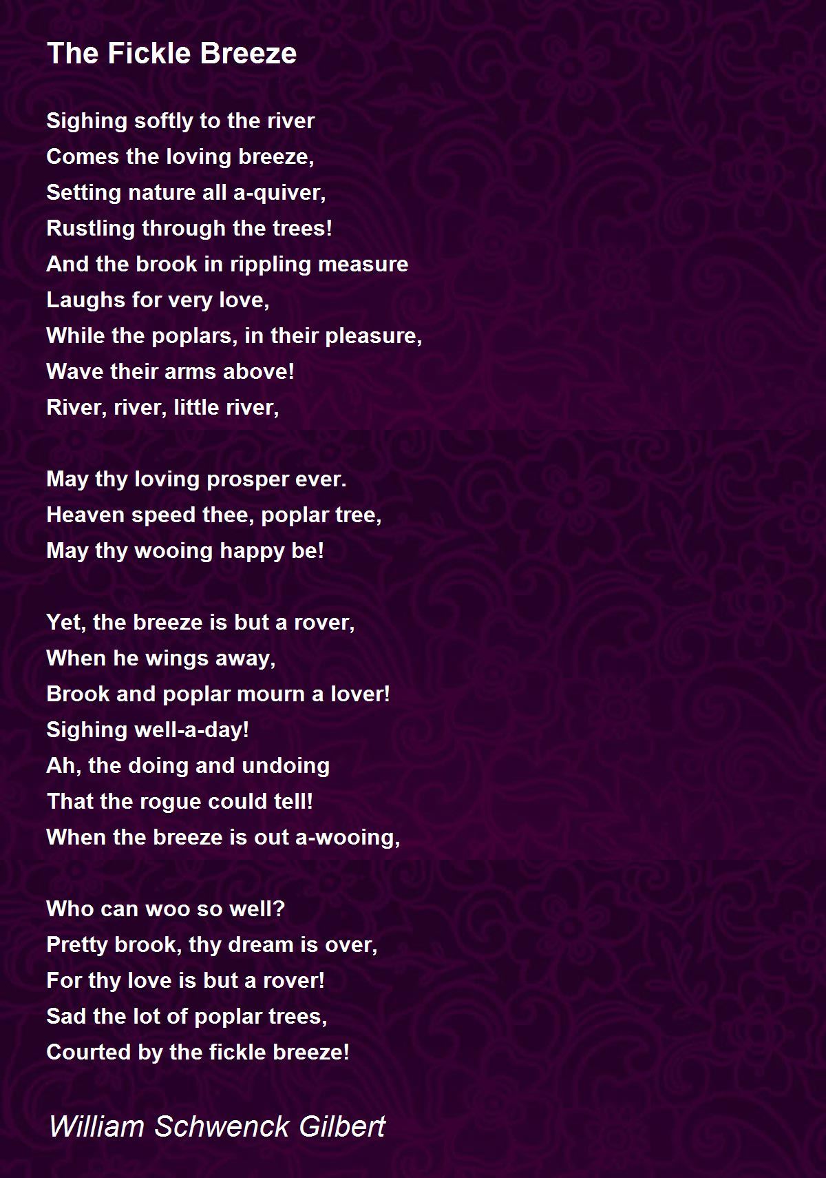 The Fickle Breeze Poem by William Schwenck Gilbert - Poem 