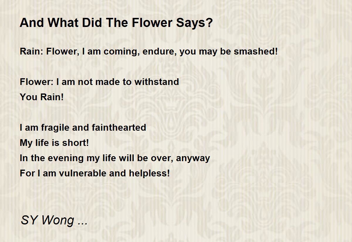 And What Did The Flower Says? by SY Wong And What Did The Flower
