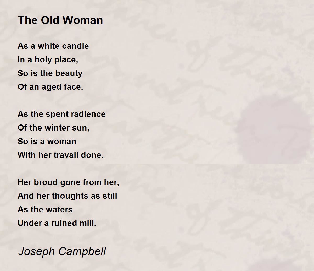 The Old Woman The Old Woman Poem by Joseph Campbell