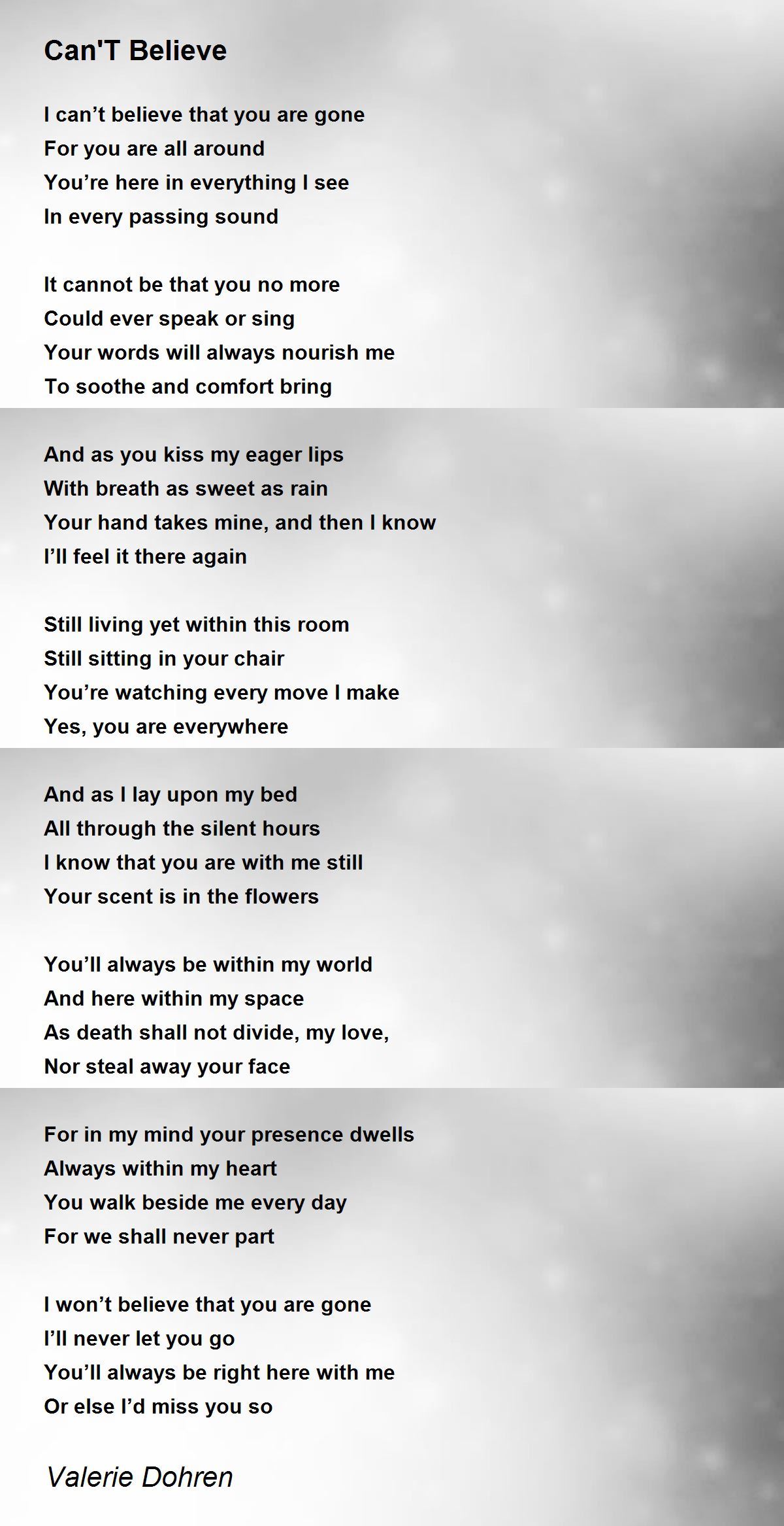 Can T Believe Can T Believe Poem By Valerie Dohren