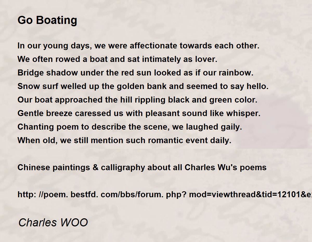 Go Boating Poem by Charles WOO Poem Hunter
