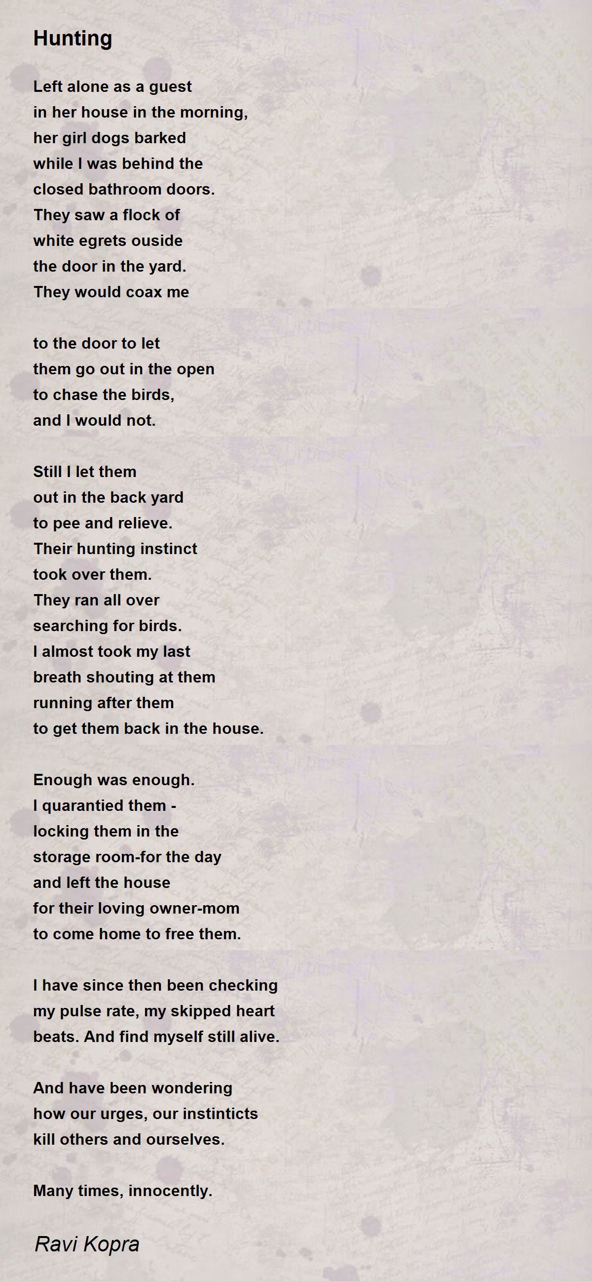 Hunting by Ravi Kopra Hunting Poem
