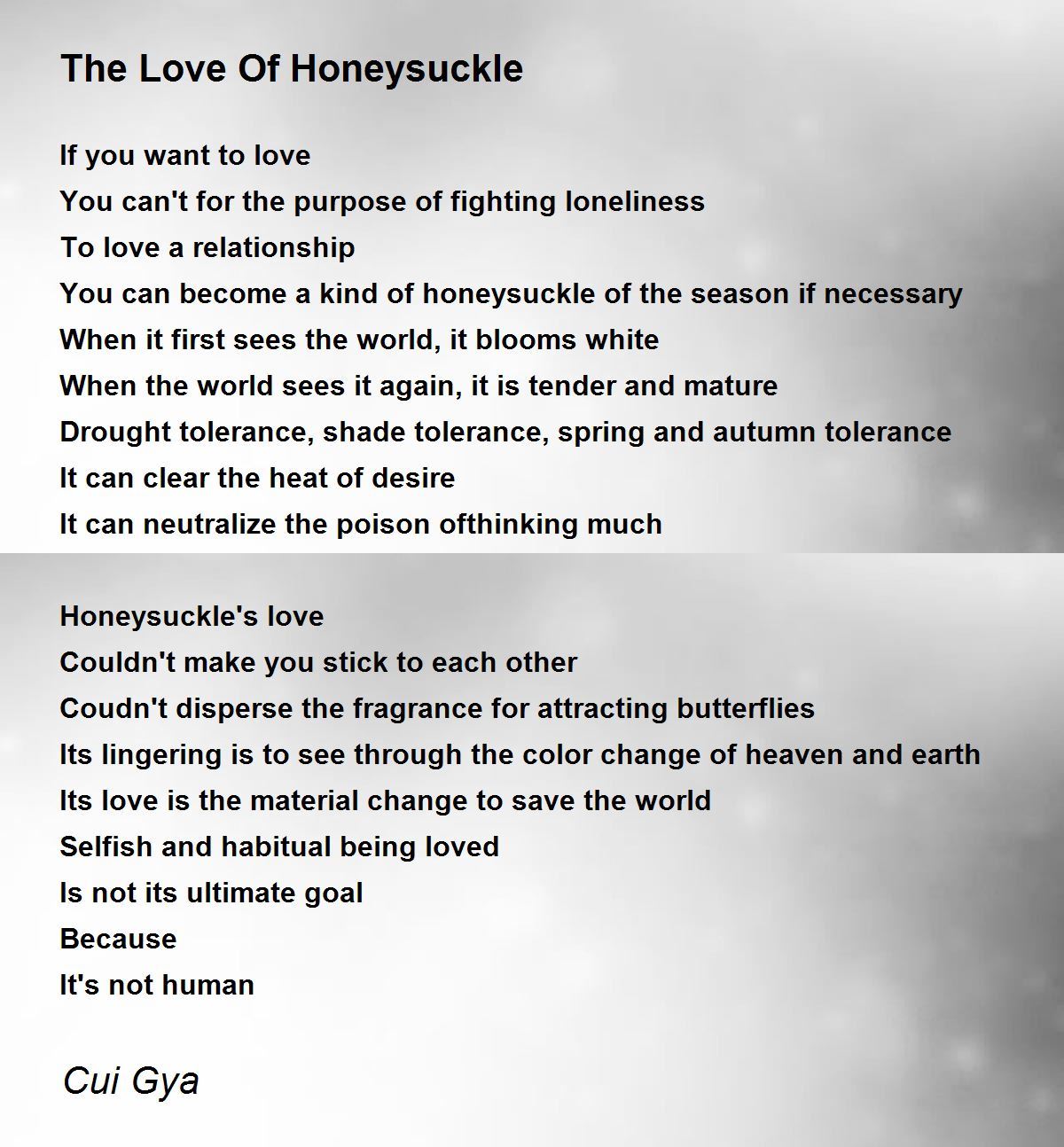 The Love Of Honeysuckle The Love Of Honeysuckle Poem by Cui Gya