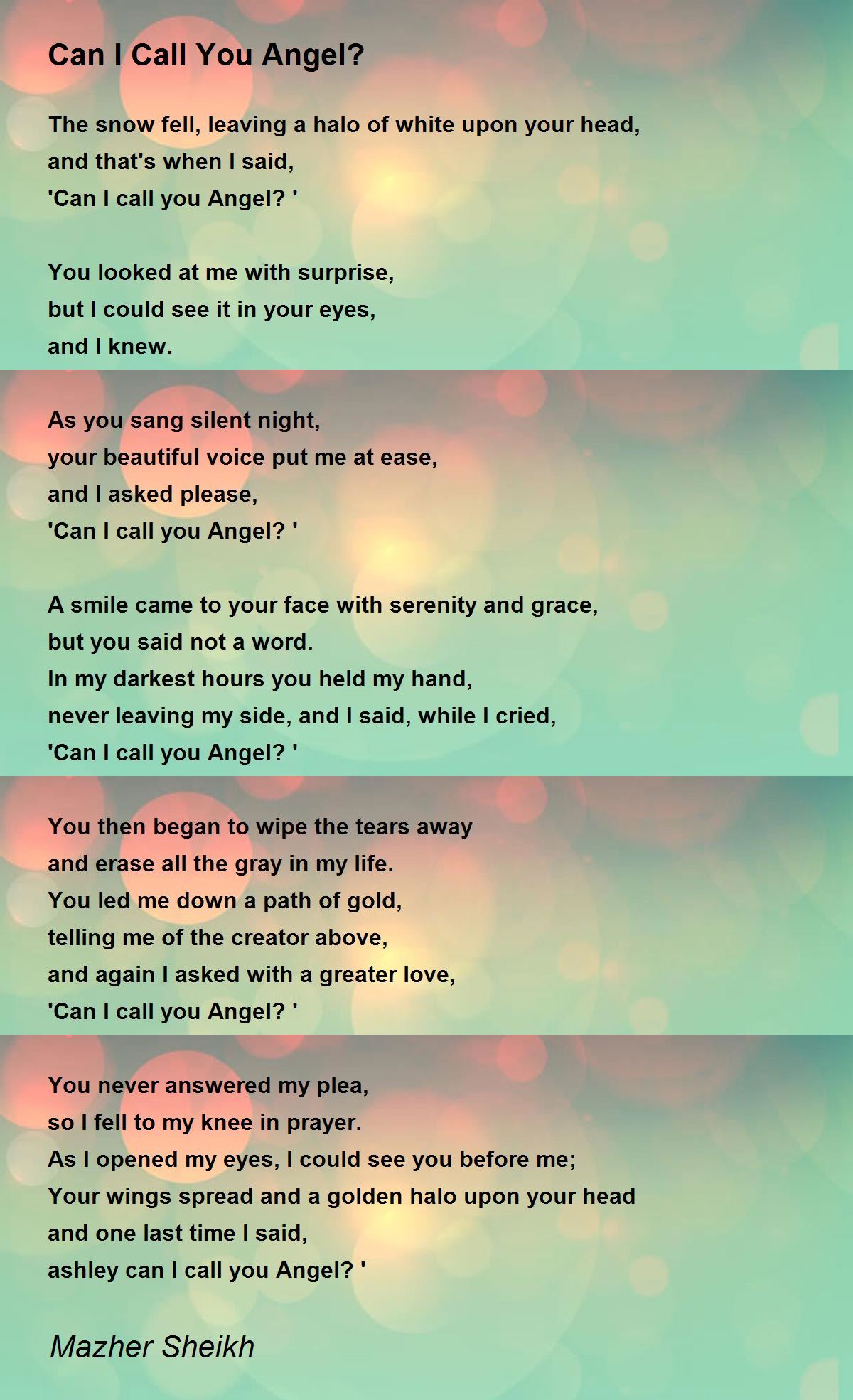 Can I Call You Angel By Mazher Sheikh Can I Call You Angel Poem