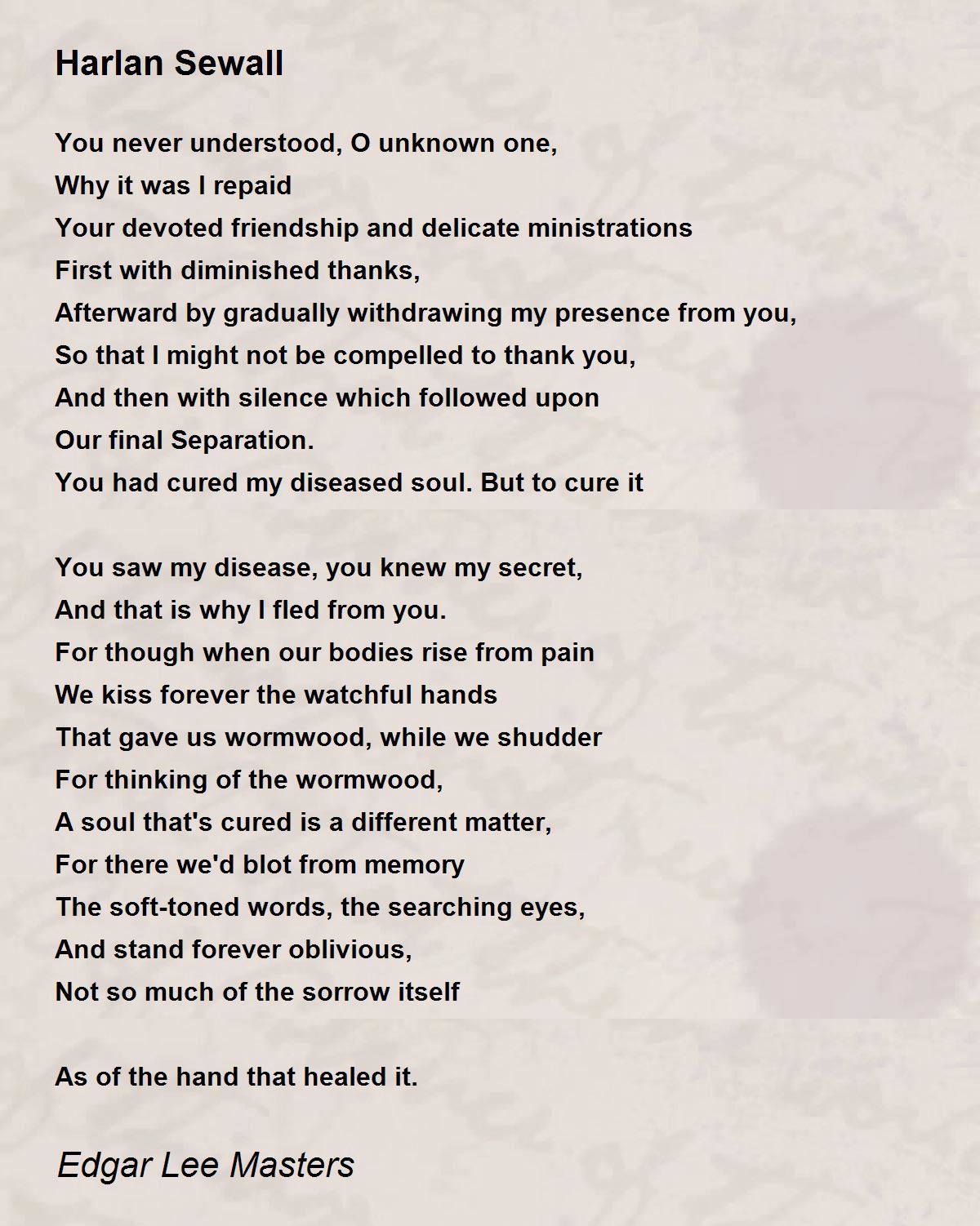 Harlan Sewall Poem by Edgar Lee Masters - Poem Hunter Harlan Sewall Poem by Edgar Lee Masters - Poem Hunter