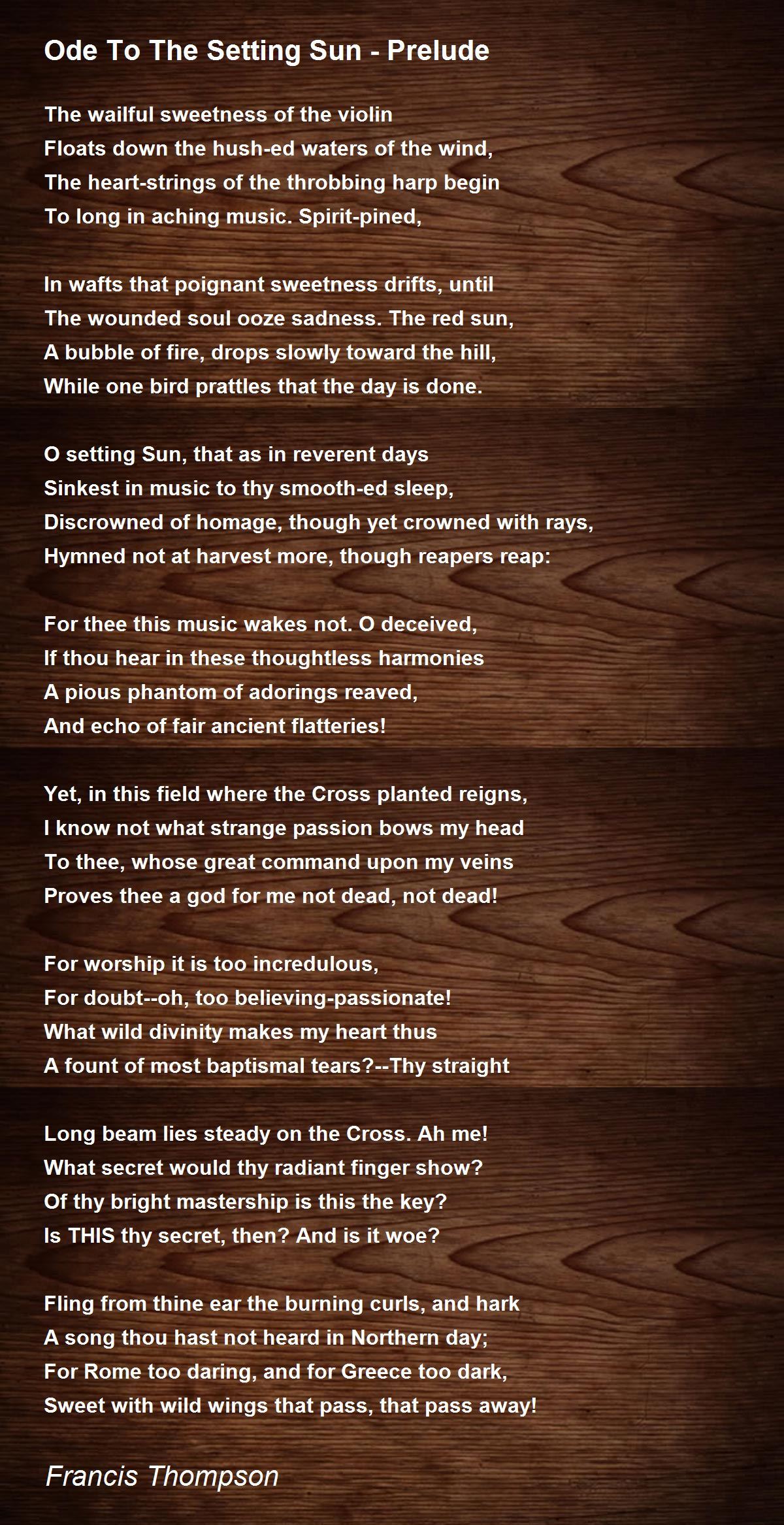 Ode To The Setting Sun Prelude Ode To The Setting Sun Prelude