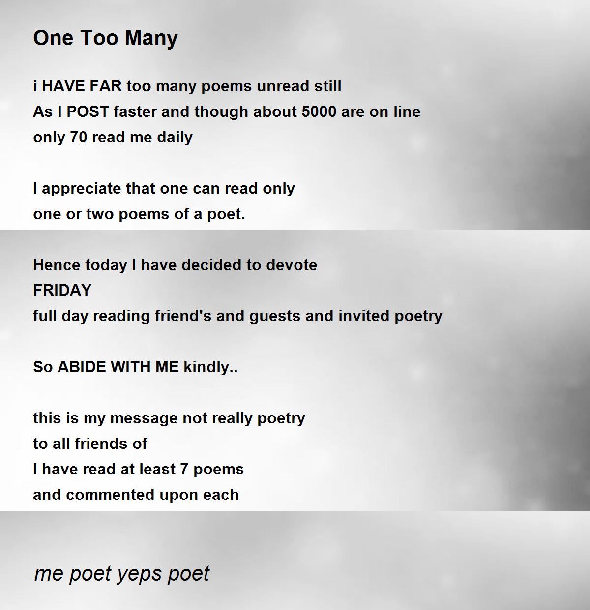 One Too Many Poem by me poet yeps poet Poem Hunter
