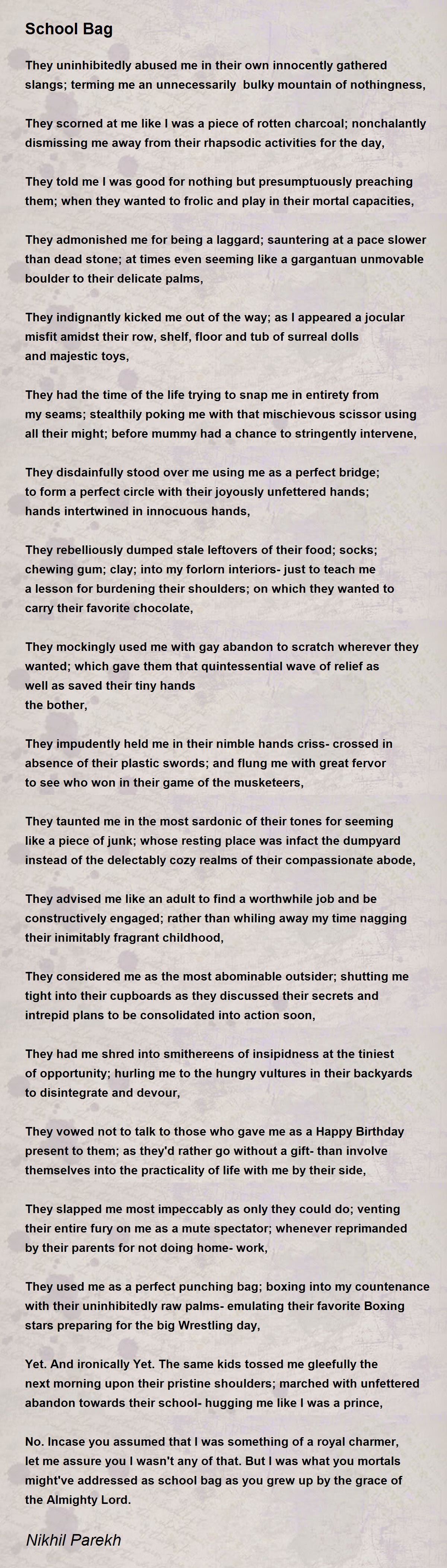 School Bag School Bag Poem by Nikhil Parekh