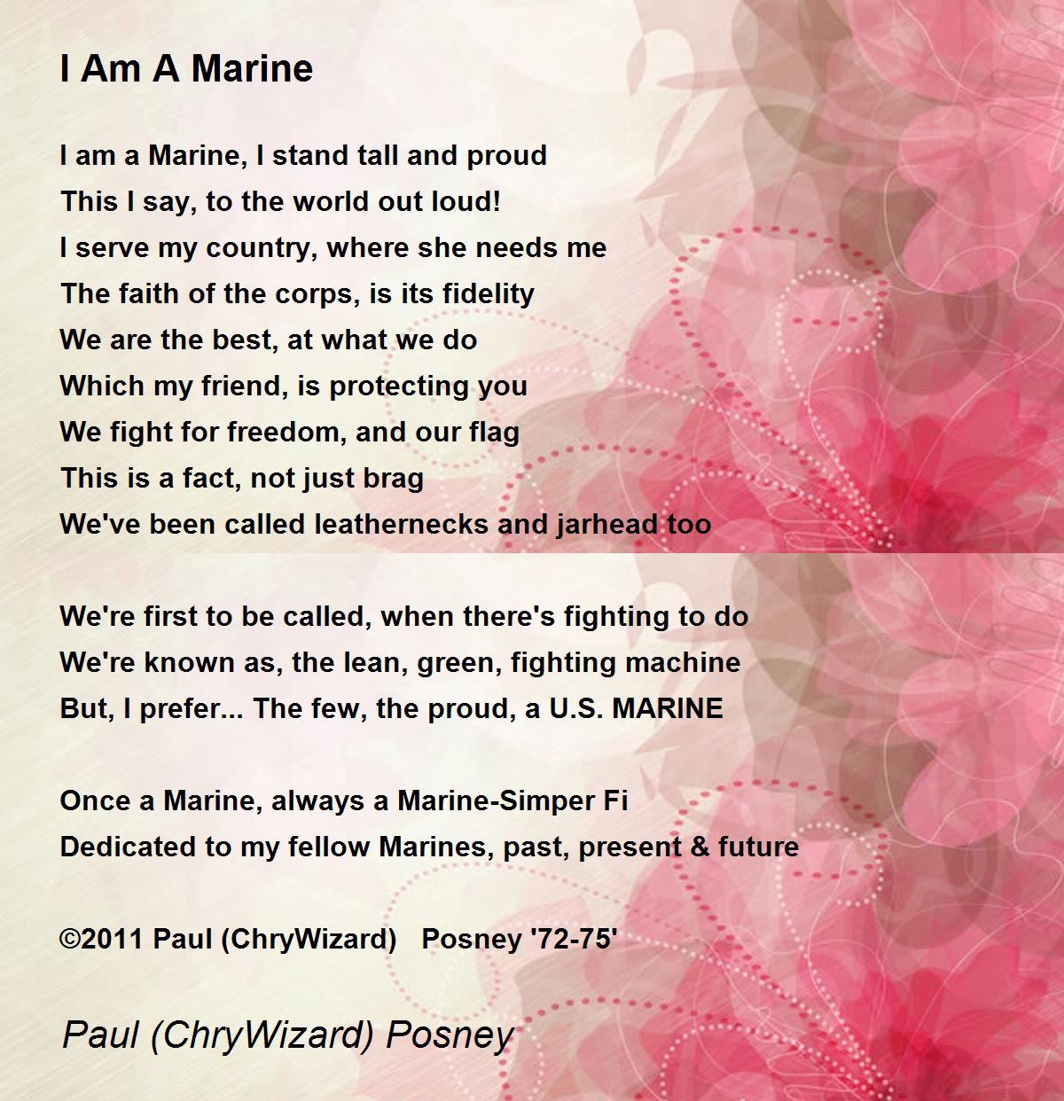 I Am A Marine Poem by Paul (ChryWizard) Posney - Poem Hunter