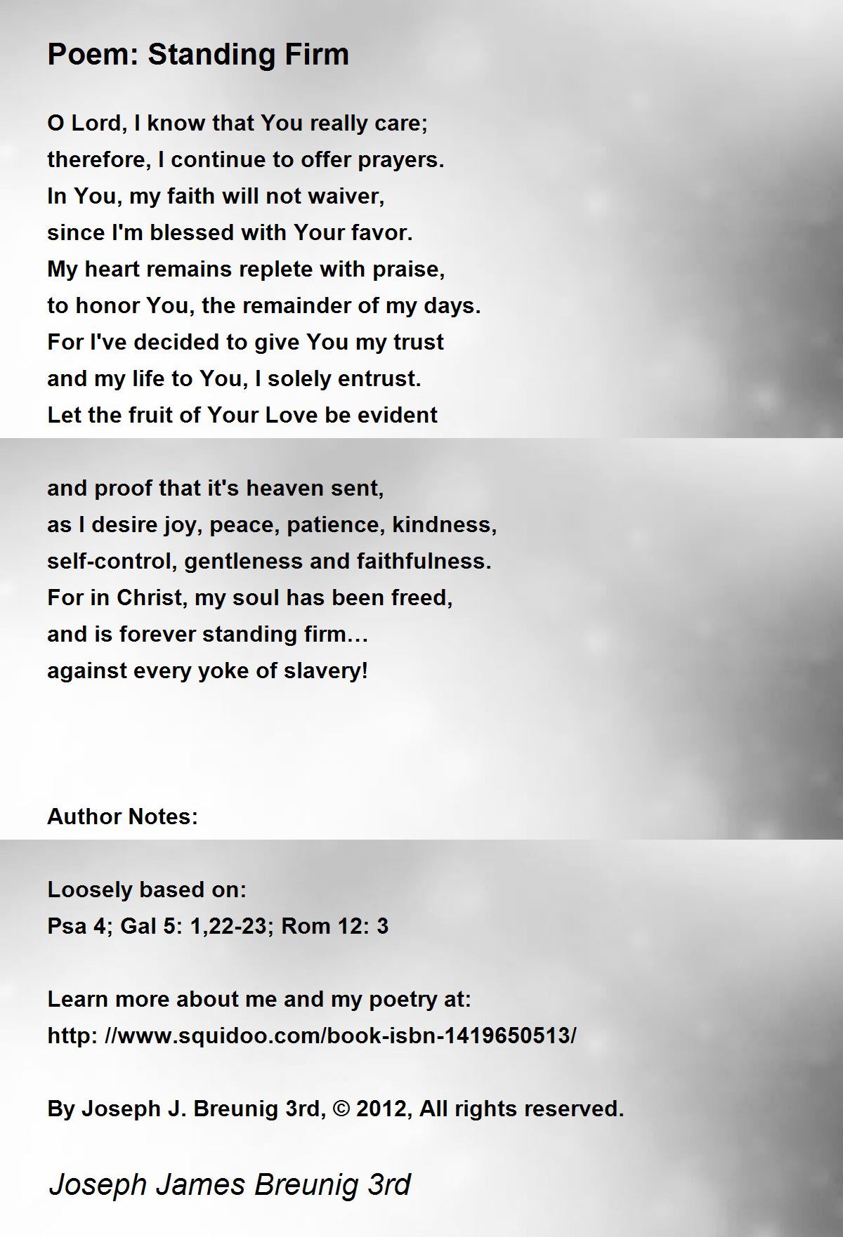 Poem Standing Firm Poem Standing Firm Poem by Joseph James Breunig 3rd