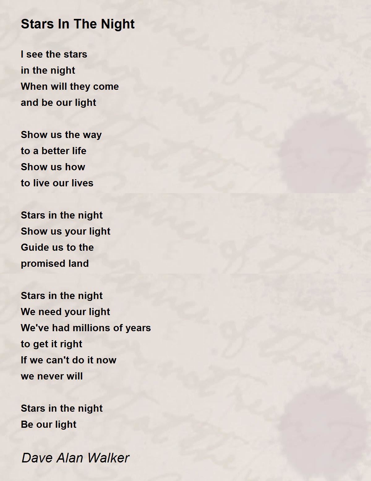 Stars In The Night Stars In The Night Poem By Dave Alan Walker
