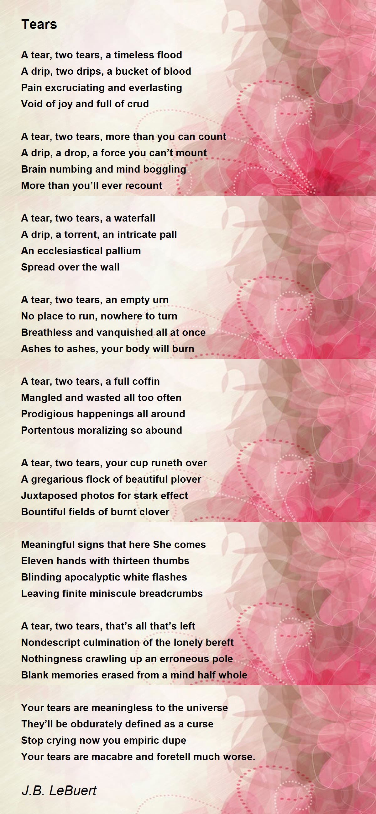 Tears Tears Poem by J.B. LeBuert