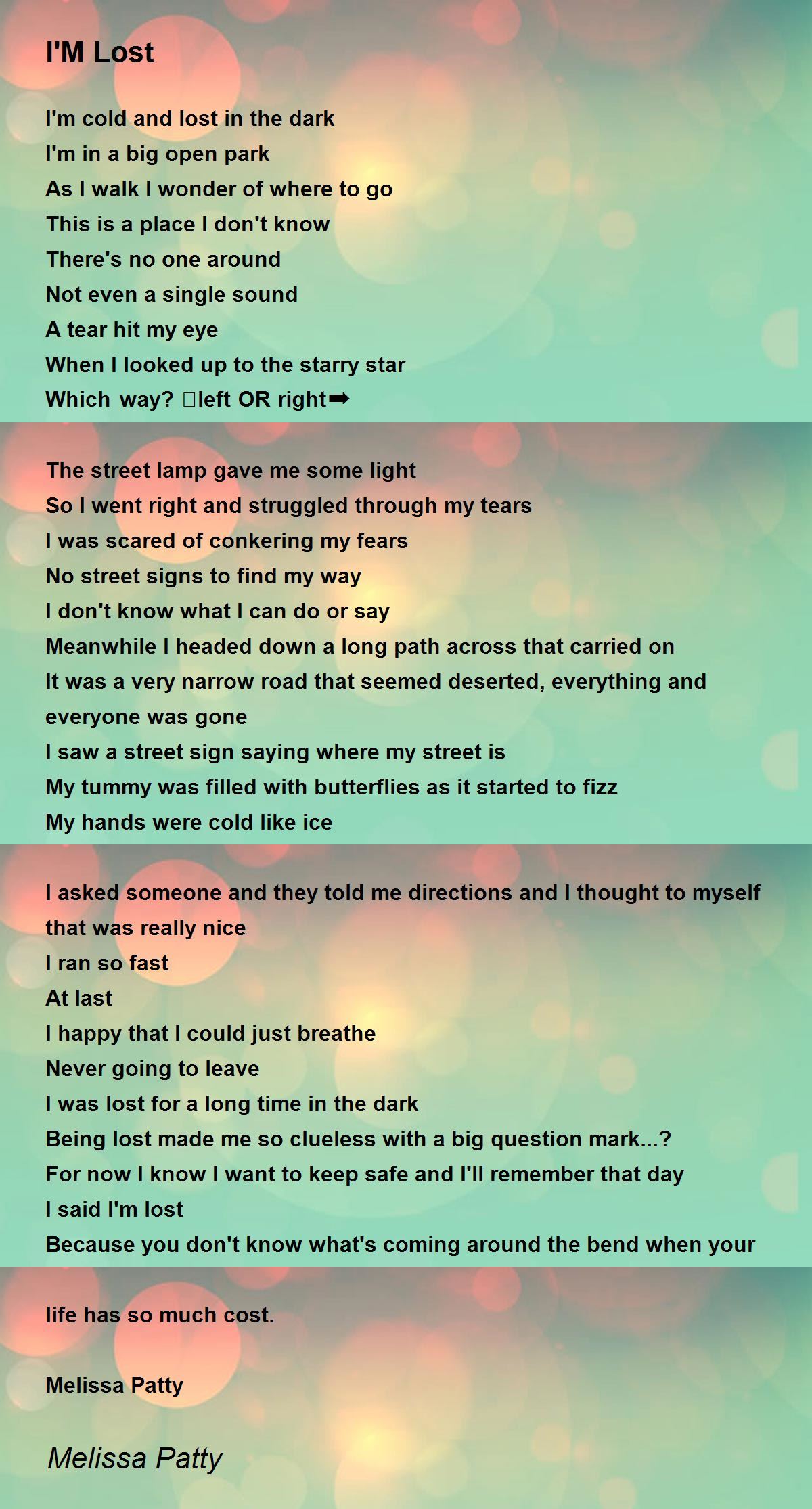 I'M Lost Poem by Melissa Patty Poem Hunter
