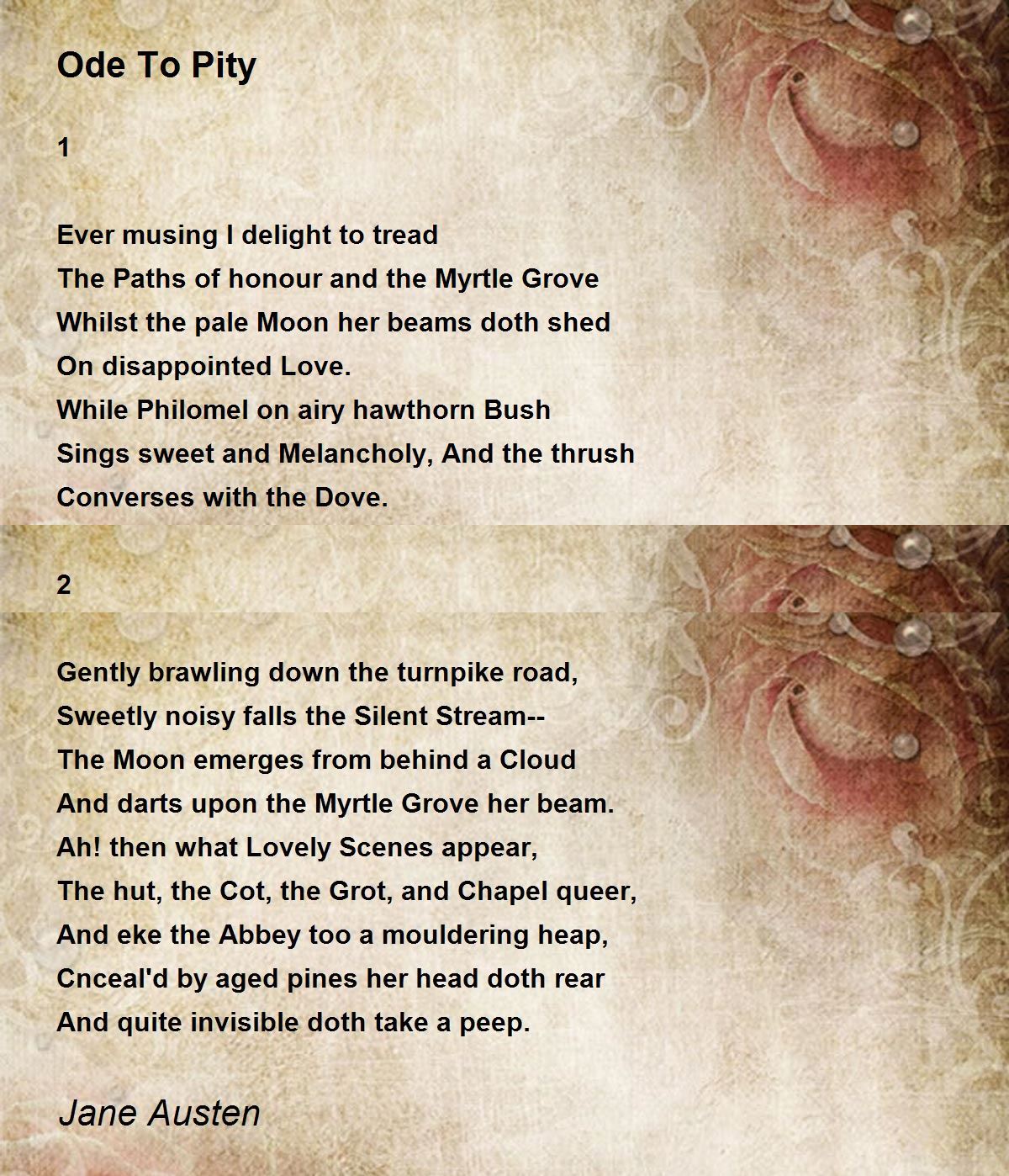 Ode To Pity Poem by Jane Austen - Poem Hunter Comments